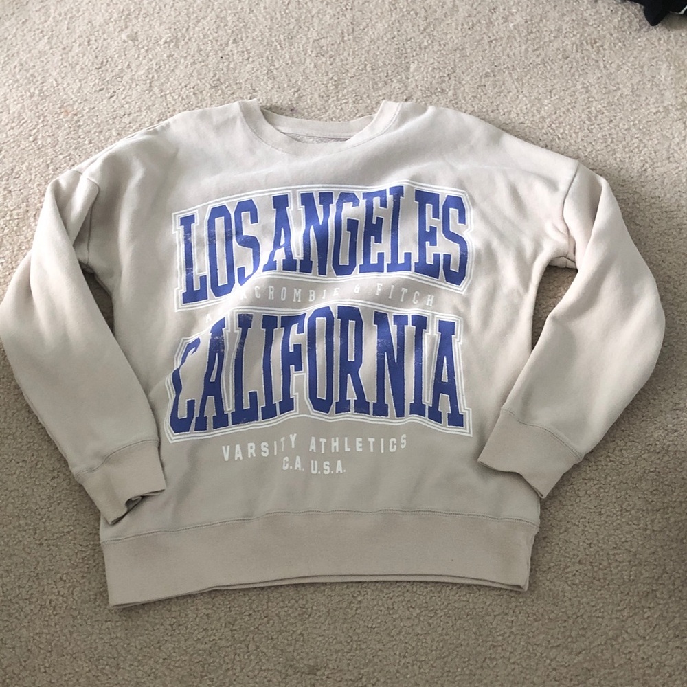 Cream and Blue Crewneck Sweater